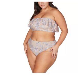 Artesands Vermeer Ruffled Sexy Paisley Frill Convertible Bikini Top Size 22